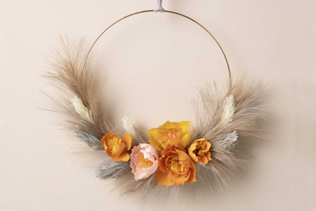 corona flores otoño - Flores de papel crepé para manualidades: crea ramos duraderos – 10doigts.fr
