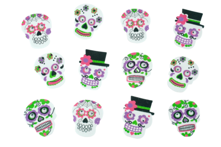 Mexican "Calaveras" Stickers - 12 pcs - 1 - Foam Stickers - 10doigts.com - Foam Stickers – 10doigts.fr