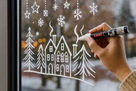 decoración chalk posca sobre ventanas - Tizas, pizarras, pizarrones – 10doigts.fr