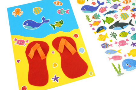 dessin collage enfant thème été - Actividades manuales Verano – 10doigts.fr