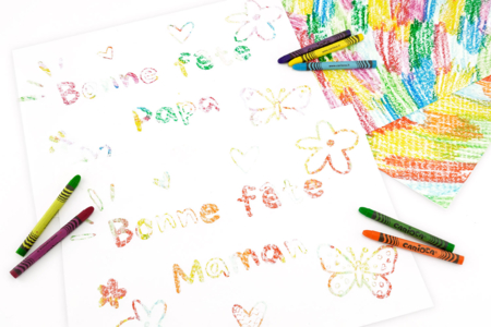 dibujo transferencia lápiz de cera fácil - Manualidades día de la madre – 10doigts.fr