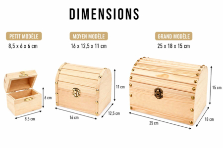 dimensions coffres en bois - Wooden Boxes – 10doigts.fr