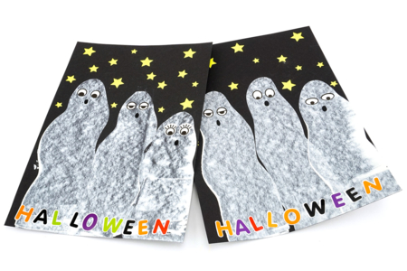 Raclette Painting: Ghosts - 1 - Halloween Crafts - 10doigts.com - Halloween Crafts – 10doigts.fr