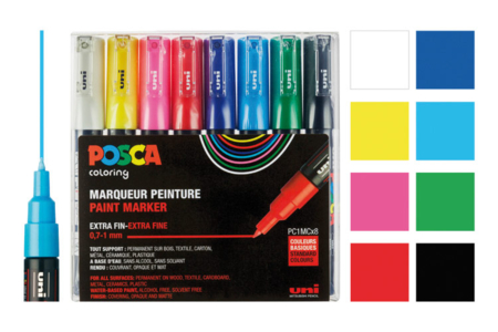 POSCA Markers Extra-Fine Points - 8 Colors - 1 - POSCA Markers - 10doigts.com - POSCA Markers – 10doigts.fr