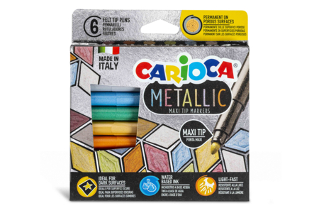 Metallic Markers, Wide Tip - 6 Colors - 1 - Broad Tip Markers - 10doigts.com - Broad Tip Markers – 10doigts.fr