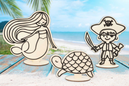 Figuritas de madera con relieve - Tema océano - Kits de modelado – 10doigts.fr