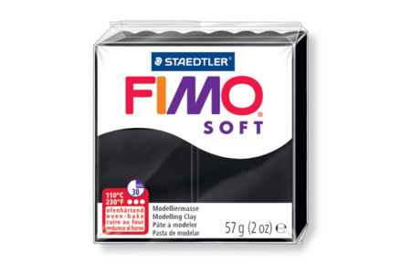 Fimo Soft 57gr - negro - N° 9 - Pasta Fimo Soft – 10doigts.fr