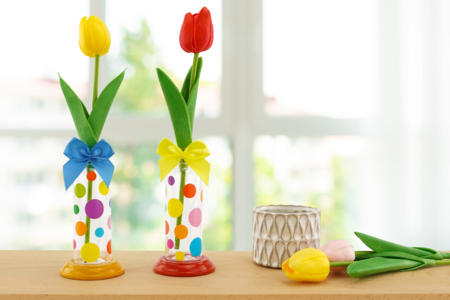 Tulipanes artificiales - 6 unidads - Flores y hojas decorativas – 10doigts.fr