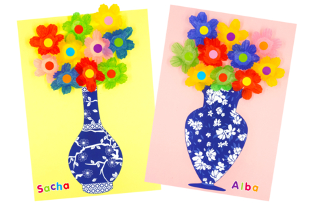fleurs collage papier fête des mères enfants - Spring Crafts – 10doigts.fr