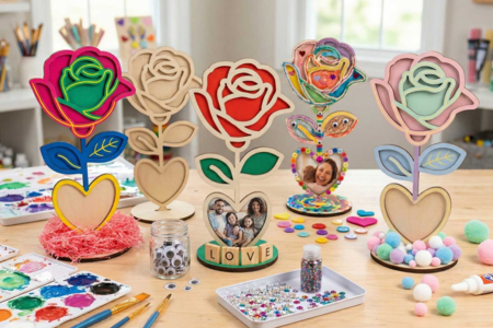 fleurs en bois cadre - Marcos de fotos a decorar – 10doigts.fr