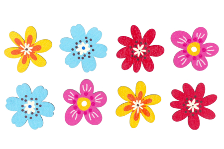 Wooden Flower Patterns - 8 Pieces - 1 - Painted Wooden Decor - 10doigts.com - Painted Wooden Decor – 10doigts.fr