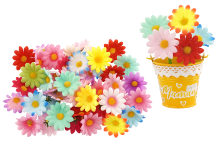 Fabric Flowers - 50 pcs - 1 - Decorative Flowers and Leaves - 10doigts.com - Decorative Flowers and Leaves – 10doigts.fr