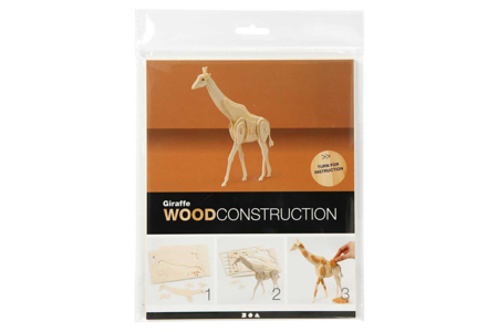 Jirafa 3D de madera natural para montar - Maquetas en madera – 10doigts.fr