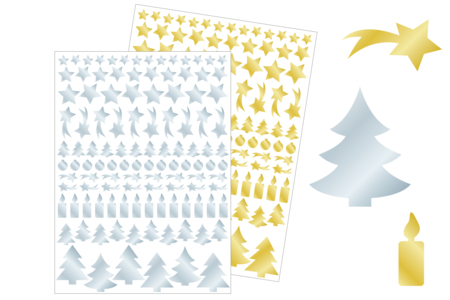 Metallic Christmas Stickers in Gold and Silver - 228 pcs - 1 - Christmas Stickers - 10doigts.com - Christmas Stickers and Labels – 10doigts.fr