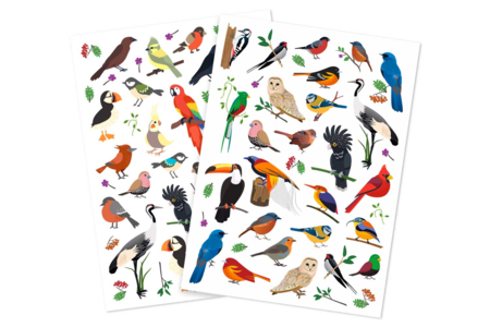 Gomets "Aves del Mundo" - 1 set (2 hojas) - Gomets animales – 10doigts.fr