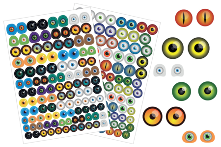 Monster Eye Stickers - 212 pcs - 1 - Eye and Face Stickers - 10doigts.com - Eye and Face Stickers – 10doigts.fr