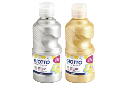 Giotto Metallic Gouache, 250 ml - gold and silver - 1 - Liquid Gouache Paint - 10doigts.com - Liquid gouache paint: bright colors that wash away with water – 10doigts.fr