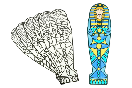 Large Coloring Sarcophagi - 6 Pieces - 1 - Coloring Shapes and Drawings - 10doigts.com - Coloring Shapes and Drawings – 10doigts.fr