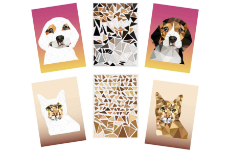 Kit 2 tableaux gommettes au numéro : Chien et chat - Kits creativos gomets – 10doigts.fr