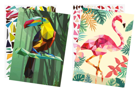Kit 2 tableaux gommettes au numéro : Toucan et Flamant rose - Kits creativos gomets – 10doigts.fr