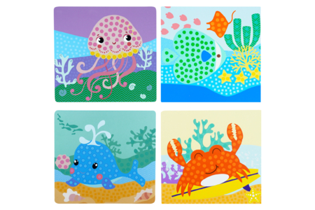 Kit 4 tableaux gommettes mosaïques  - Animaux marins - Novedades 2026 – 10doigts.fr