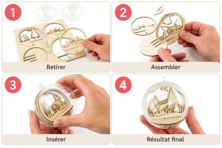 10 Christmas Balls Workshop Kit – Wooden Scene to Assemble and Decorate - DIY Christmas Ornaments – 10doigts.fr