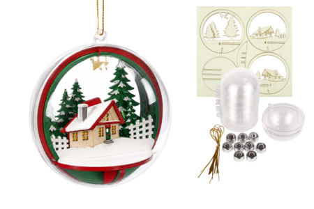 Transparent Christmas Baubles with Wooden Scene - 10 Pieces - DIY Christmas Ornaments – 10doigts.fr