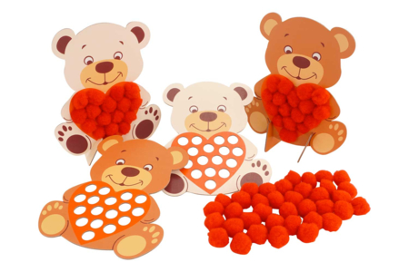 Set of 4 Cardboard Bears with Pom-Poms - 3 - Creative Kits for Mother's Day - 10doigts.com - Creative Kits for Mother's Day – 10doigts.fr