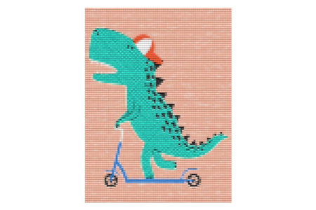 Dinosaur Scooter Diamond Painting Kit - 15 x 20 cm - 2 - Diamond Painting: Complete Kit - 10doigts.com - Diamond Painting: Complete Kit – 10doigts.fr