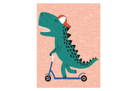 Dinosaur Scooter Diamond Painting Kit - 15 x 20 cm - 1 - Diamond Painting: Complete Kit - 10doigts.com - Diamond Painting: Complete Kit – 10doigts.fr