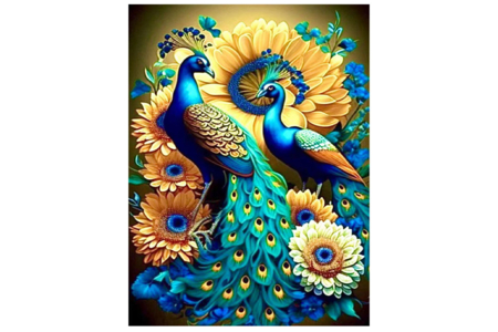 Diamond Painting Kit, Peacocks - 1 - Diamond Painting: Complete Kit - 10doigts.com - Diamond Painting: Complete Kit – 10doigts.fr