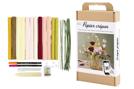 Kit flores de papel crepé - Ramo de otoño - Flores de papel crepé para manualidades: crea ramos duraderos – 10doigts.fr