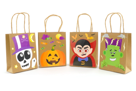 kit halloween sac bonbons en kraft - Bols de caramel de Halloween – 10doigts.fr