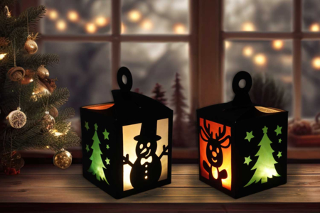 Christmas Stained Glass Lantern Kit - 4 Pieces - 1 - Christmas Lanterns - 10doigts.com - Christmas Lanterns – 10doigts.fr