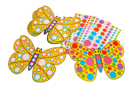 Kit de mariposas de cartón duro + gomets - 6 unidads - Kits creativos gomets – 10doigts.fr