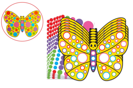 Kit de mariposas de cartón fuerte + gomets - 6 unidads - Kits creativos gomets – 10doigts.fr