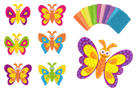 Mosaic Butterfly Kit - 6 Pieces - 1 - Paper and Foam Mosaics - 10doigts.com - Paper and Foam Mosaics – 10doigts.fr