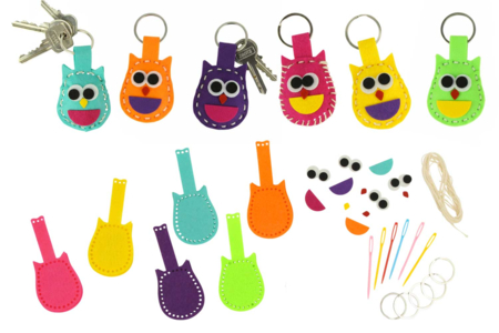 Kit llavero búho fieltro - 6 unidads - Kits Mercería – 10doigts.fr