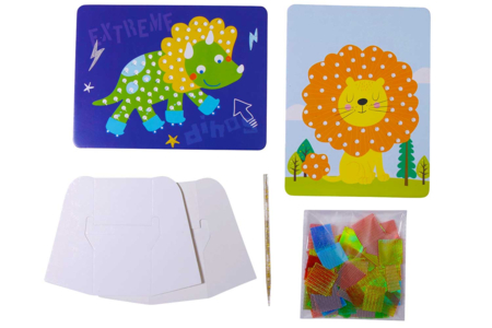 Kit cuadro creativa tela, león y dinosaurio x 2 pcs - Kits listos para usar – 10doigts.fr