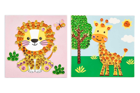 Cuadros lentejuelas león y jirafa  - Kits listos para usar – 10doigts.fr