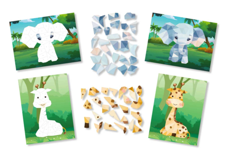Kit cuadros pegatinas al número A5 elefante y jirafa - 2 pcs - Kits de naturaleza y fauna: construye tu mini selva en casa. – 10doigts.fr