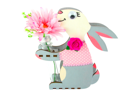 conejo rosa flor - Flores y hojas decorativas – 10doigts.fr