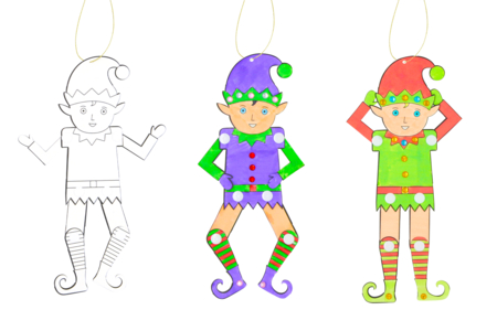 Articulated Elf Suspension Kit - 6 Pieces - 4 - Christmas Creative Kits for Children - 10doigts.com - Christmas Creative Kits for Children – 10doigts.fr