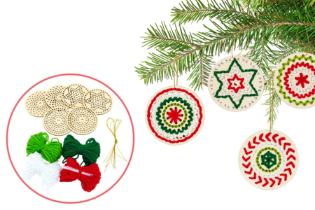 mandala de madera para tejer - Bolas de Navidad DIY – 10doigts.fr