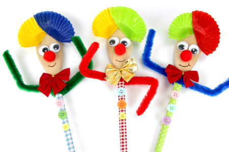 marioneta payaso cuchara de madera carnaval - Actividades manuales Carnaval, Martes de Carnaval – 10doigts.fr