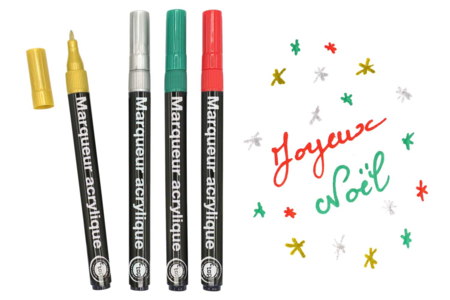 Christmas Paint Markers, Fine Tip - 4 Pieces - 2 - Paint Markers - 10doigts.com - Paint Markers – 10doigts.fr