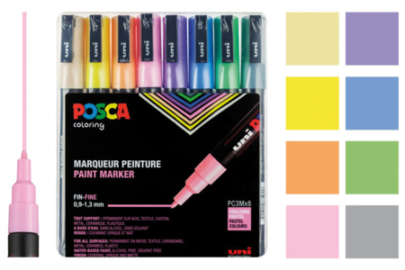 Marcadores POSCA de punta fina - colores pasteles variados - Marcadores POSCA: la referencia mundial de la pintura nómada – 10doigts.fr