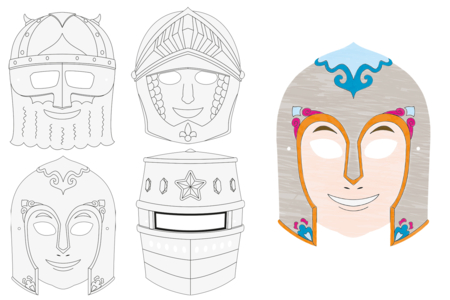 Coloring Masks Knights - 4 Designs - 1 - Creative Masks for Kids - 10doigts.com - Creative Masks for Kids – 10doigts.fr