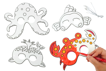 Marine Animal Masks - 4 Pieces - 1 - Coloring Masks - 10doigts.com - Coloring Masks – 10doigts.fr