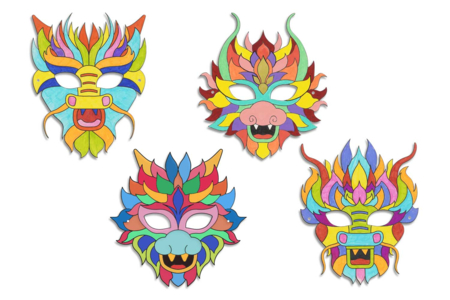 Coloring Masks Dragons - 4 Designs - 2 - Creative Masks for Kids - 10doigts.com - Creative Masks for Kids – 10doigts.fr